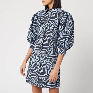 GANNI Zebra-Print Poplin Mini Dress